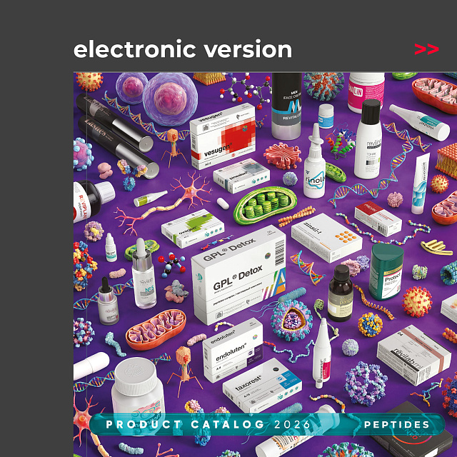 Produktkatalog Peptides 2026. Elektronische Version in englischer Sprache